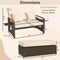 Convertible Patio Rattan Loveseat Daybed Set with Storage Ottoman